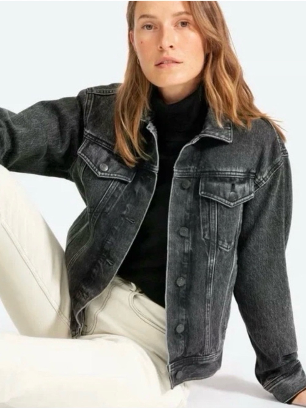 Everlane Washed Black Denim Jacket - Women's